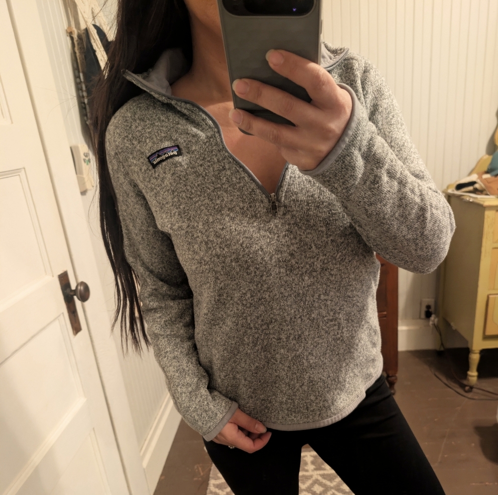 Patagonia Women's Better Sweater 1/4 Zip Fleece Gray Pullover Medium Outdoor